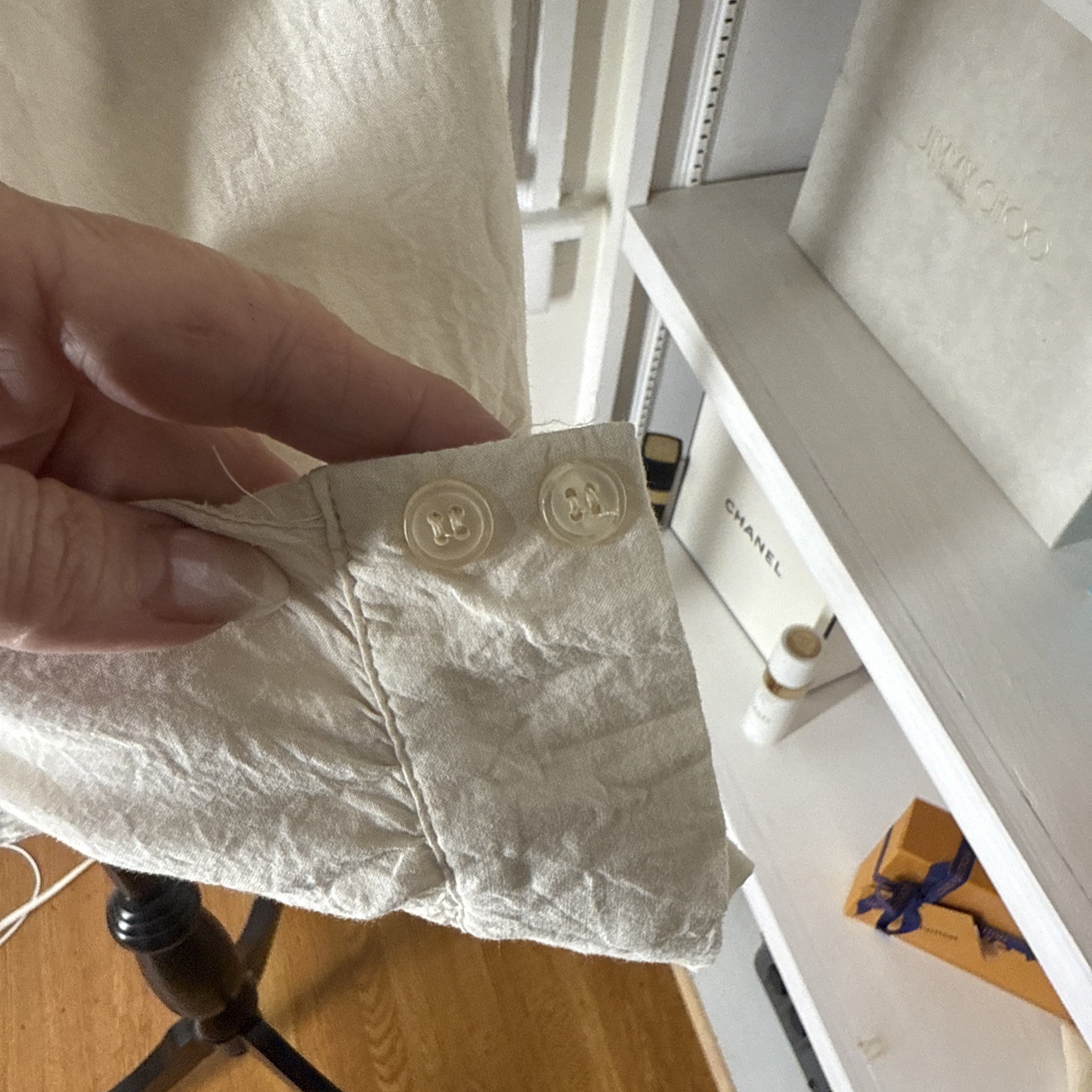 Grace Elements Med Ivory Blouse Button Front w/Pl… - image 5