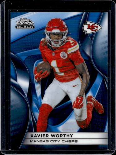 2025 Topps Chrome Black Xavier Worthy Blue Refractor #/150 Chiefs