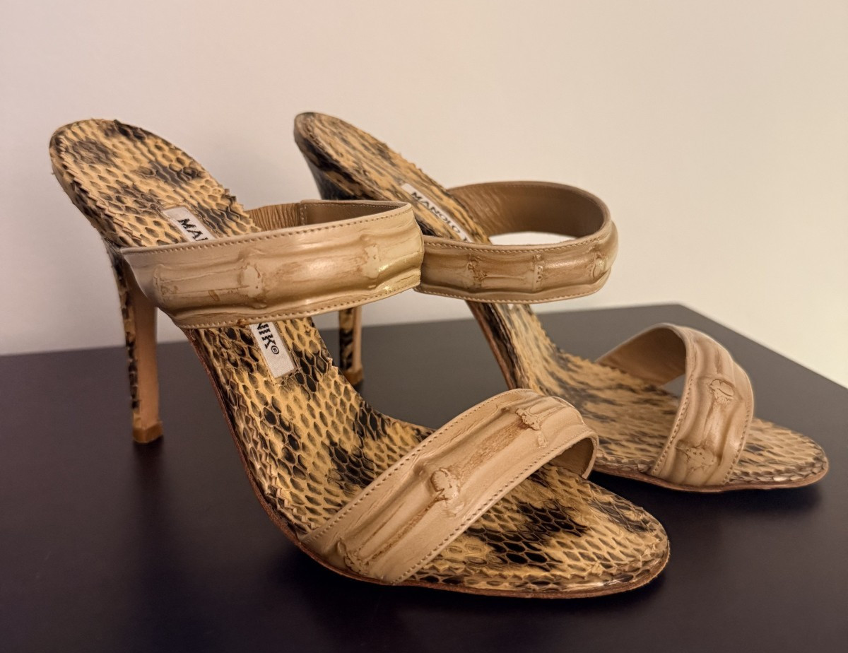 Manolo Blahnik EUC Python Bamboo Sandals Women’s … - image 1