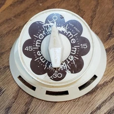 MARK TIME beige brown retro daisy 60 minute kitchen timer - tested, works