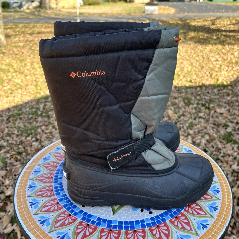 Columbia Snow Boots Youth Unisex Size 5 Removable Liners Black Gray Tie Top - Image 2 of 4