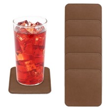 5Pcs Leather Coasters, Square Drink Coasters Water Absorbent, Coffee