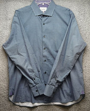 Ted Baker Endurance Shirt Mens 17.5 XL Blue White Geometric Slim Fit Cotton