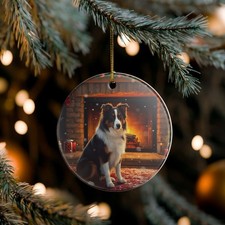 Border Collie Collectible Ceramic Christmas, Holiday Ornament-I101