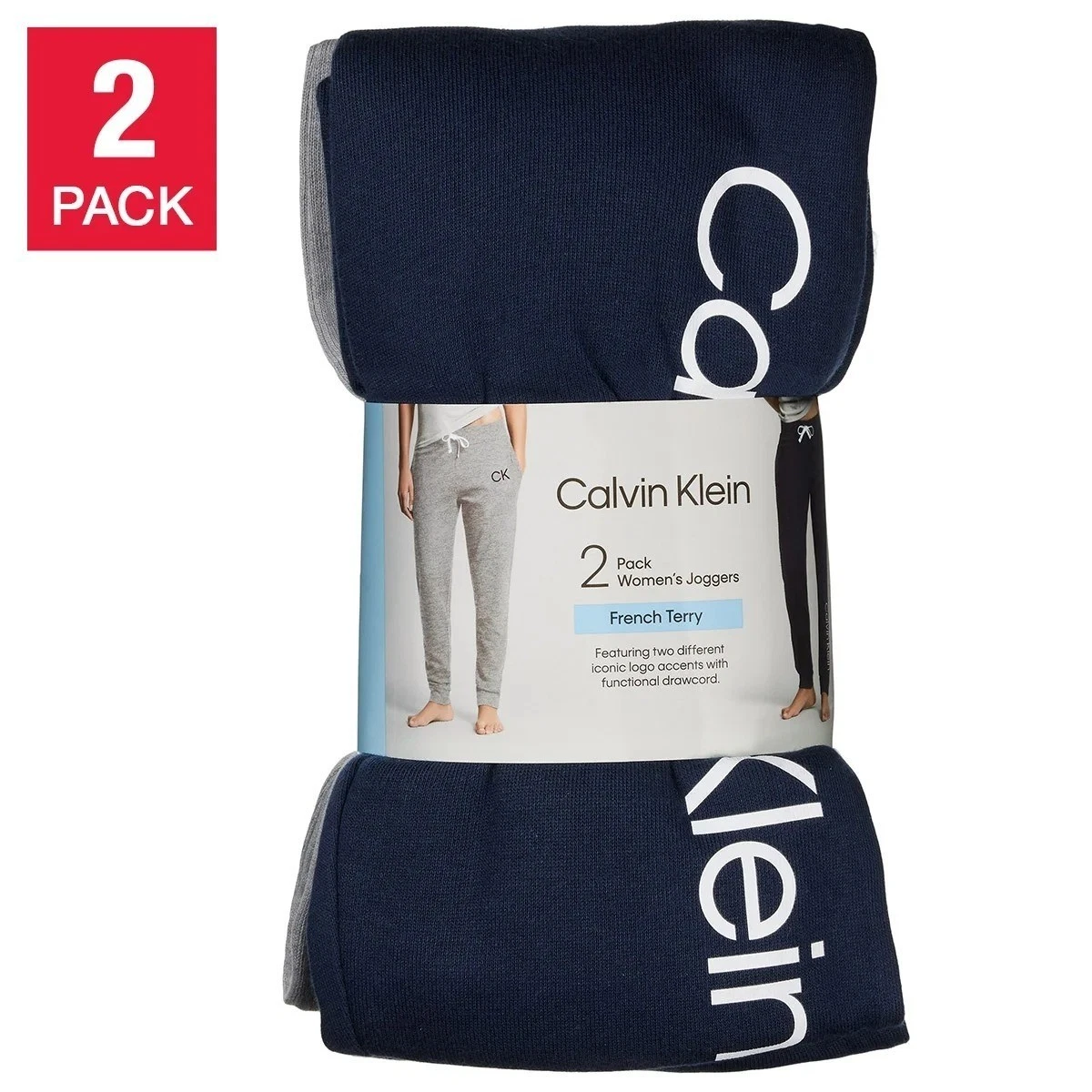 Calvin Klein Ladies French Terry Joggers 2-pack with Iconic Logo Accents XL