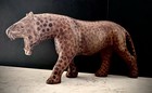 Vintage Hand Carved Wooden Leopard Figurine African Folk Art Roaring Safari 9” — photo 1