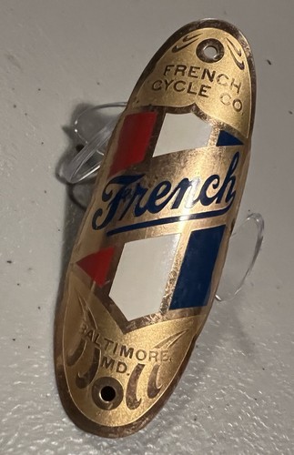 NOS Vintage French Cycle Co. Head Badge Baltimore, MD