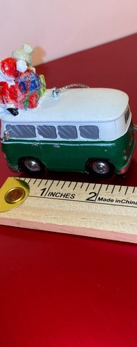 Volkswagen VW Bus Christmas Holiday Ornament With Santa & Mrs. Claus Riding - Picture 9 of 10