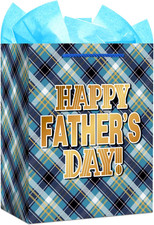 Fathers Day Gift Bag - 13" Large Happy Fathers Day Gift Bag with Tissue Paper an