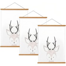 FALAMON 3-Pack 16in Magnetic Poster Hanger Frame Teak Wood for 16x20 16x24