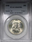 1948-D Franklin Half Dollar PCGS MS65FBL Flashy Coin 50C