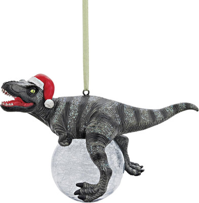 Design Toscano Dinosaurier-Figuren, Weihnachtsbaum Ornament, Blitzer die T Rex m