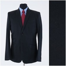 Mens H&M Blazer 40R UK Size Black Cotton Sport Coat Summer Jacket