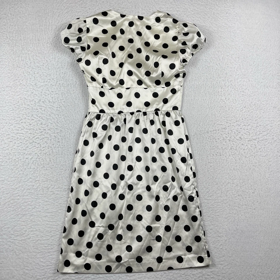 Платье женское Betsey Johnson 8 белое черное в горошек атласное винтажное США Y2K 90-е - Изображение 2 из 4