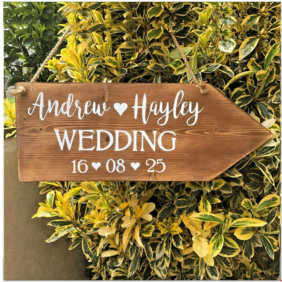 Wedding Welcome Sign Personalised Large Rustic Wooden Wedding This Way Arrow - Image 2 of 2