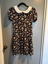 Forever 21 Iconic Collard Peaches Dress Sz S Missing Button On Sleeve 
