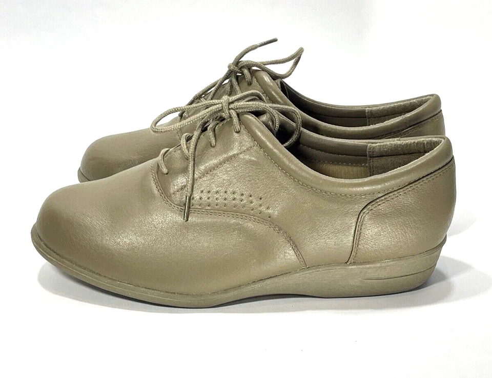 DR. SCHOLL'S Double Air-Pillo Leather Lace-up Oxford Shoes Women 9 Wide Beige - Image 4 of 4