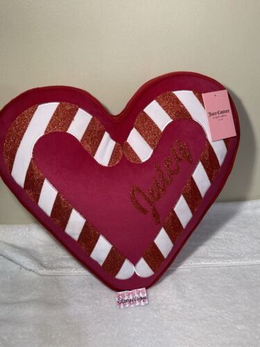 Juicy Couture Decorative Pillow Pink Heart 20” X 18” Candy Cane Valentines Xmas - 第 8/16 張圖片
