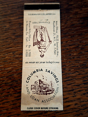 Vintage Matchbook: Columbia Savings & Loan, Queens, NY