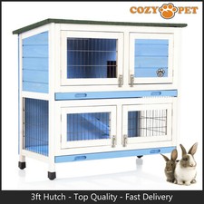 Rabbit Hutch 3ft by Cozy Pet Blue Guinea Pig Hutches Run Rabbit Ferret Runs RH06