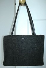 Vintage Authentic KATE SPADE Tweed Sam Shoulder Handbag in Charcoal MADE IN USA