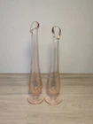 Vintage Pair Of Fenton Rose Pink Swung Stretch Glass Pedestal Bud Vase