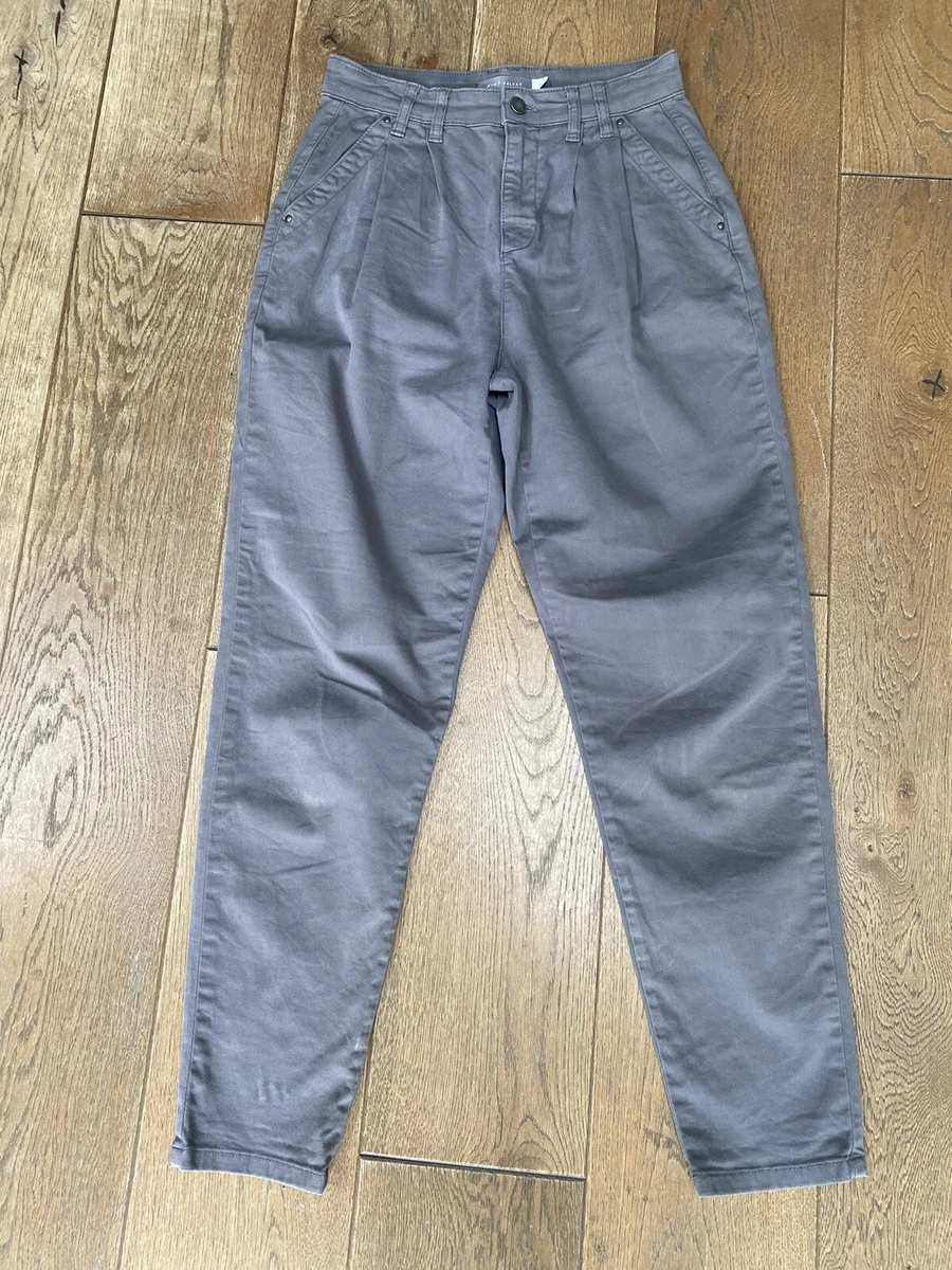 MINT VELVET High Waist Tapered Barrel Leg Paper bag Grey Chino Trousers 8R