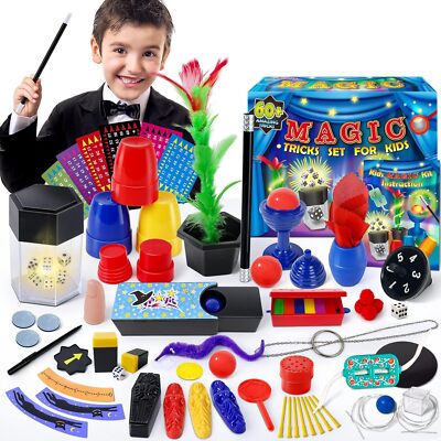 Heyzeibo Kinder Zauberkasten - Anfänger Kinder Zaubertricks Set mit Zauberstab