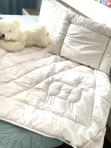 MERINO WOOL NATURA COTBED DUVET QUILT PILLOW SET BABY TODDLER JUNIOR ALL SEASON - Afbeelding 5 van 8