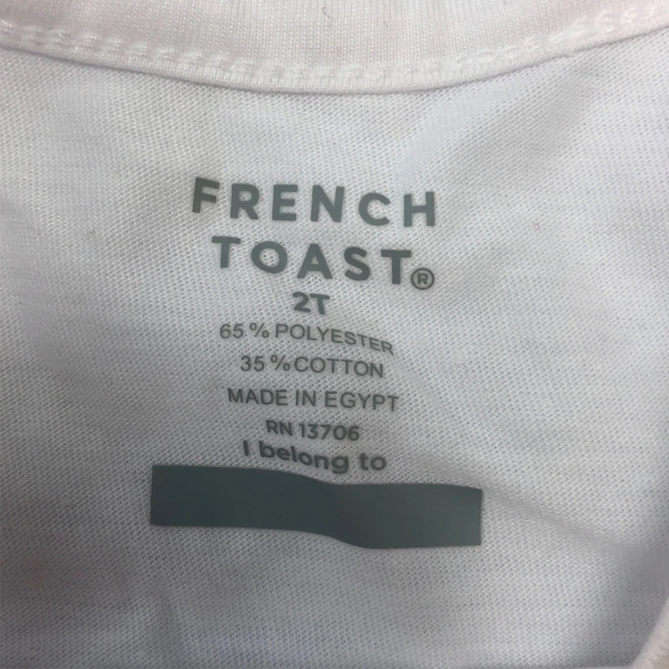 Juego de 2 camisetas blancas de manga corta French Toast para niñas talla 2 Foto 3 de 4