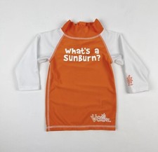 UV Skinz Rash Guard Shirt Unisex Size 12 - 24 Months Orange White Long Sleeve