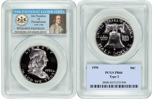 1956 Franklin Half Dollar 50C Type 2 PCGS PR66