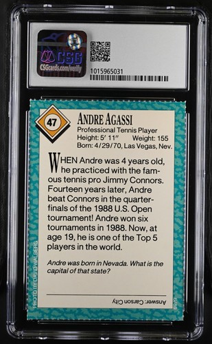 Andre Agassi 1989 Sports Illustrated for Kids Rookie Card SI CSG graded 9 MINT - Bild 2 von 2