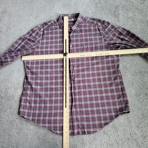 Burberry Brit Shirt Mens Extra Large Purple Button Up Plaid Slim Casual Burgundy - Picture 10 of 16