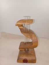 Handmade Wooden Bud Vase With Glass Insert