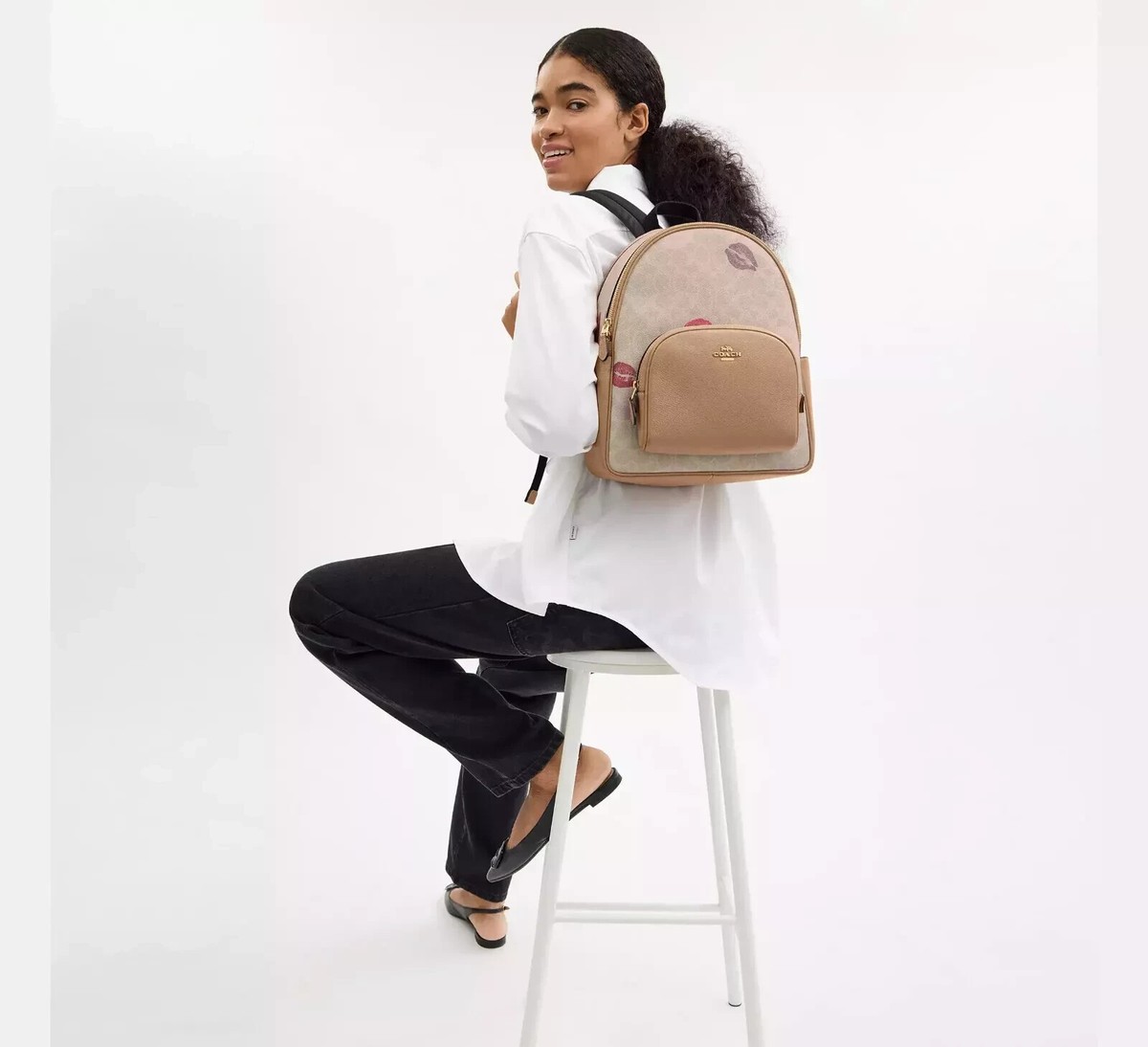NWT Coach Court Backpack In Signature Canvas With Lips Print  display picture 1