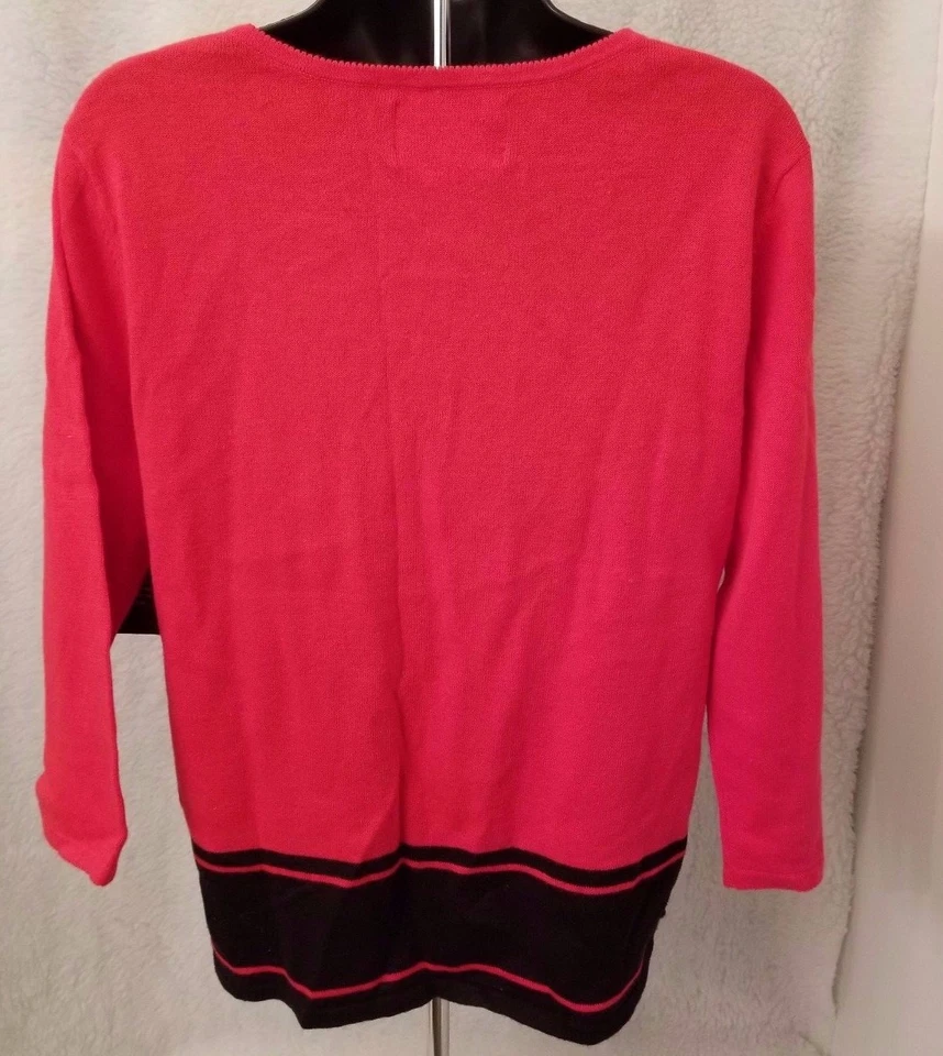 Sag Harbor Mujer Suéter Camisa Top Blusa Talla S Pequeña Roja Negra Floral NUEVO Foto 3 de 3