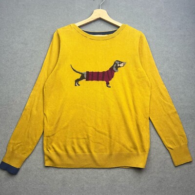 JOULES Jumper Women UK 14 Knit Sausage Dog Dachshund Cotton Miranda Animal  Rare UK