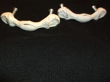 Lot of 2 CAST METAL White distressed drawer/cabinet Pulls Retro