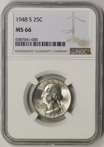 1948-S Washington Quarter Silver 25C MS 66 NGC