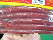 Big Bite Baits 5" Trick Stick Soft Plastic Fishing Worms Red Speckle