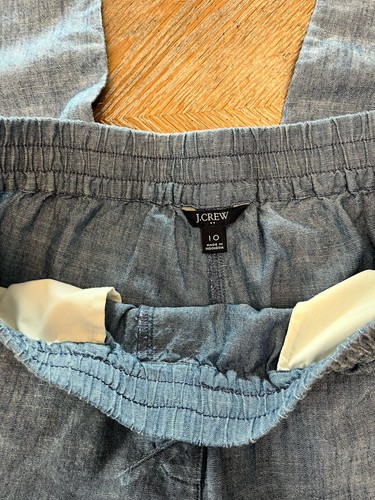J. Crew Blue Cotton Drawstrings Sz 10 Pants Waist 32” Inseam 25” Roll Up Hem - Picture 2 of 7