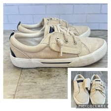 Sperry Canvas Shoes Girls 11.5 Champagne Sparkle Hook Loop Laces Pier Wave