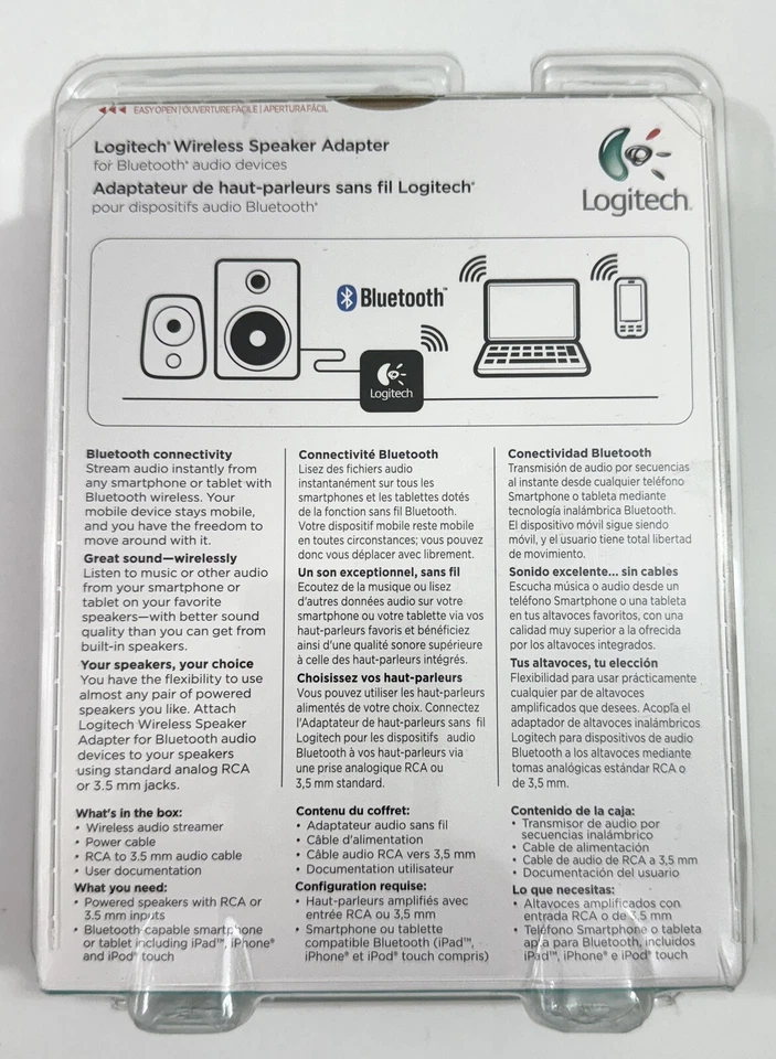 Logitech Wireless Bluetooth Speaker Adapter Black NEW - Image 2 of 3