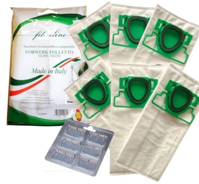 S&G GROUP FOLLETTO VK200 6 SACCHETTI 6 PROFUMINI DOVINA COMPATIBILI VORWERK MADE IN ITALY
