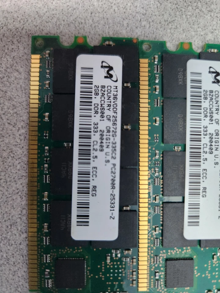 8GB (2GBX4) MT36VDDF25672G DDR400 PC3200 DDR ECC Registered Server Memory - Image 2 of 3