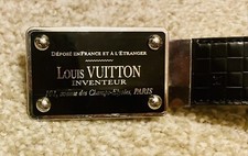 LOUIS VUITTON GRAPHITE DAMIER 'INVENTEUR' PLAQUE BELT SIZE 90/36 M6820 PLATE