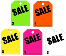 50 Pack Jumbo Car Dealer "Sale" Hang Tags You Choose Color