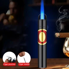 Cigar Shaped Triple Butane Torch Lighter With Cigar Punch And Cigar Needle