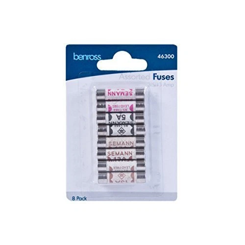 BENROSS Domestic Household ceramic mixed fuses 3amp - 5amp - 13amp - 8 pack